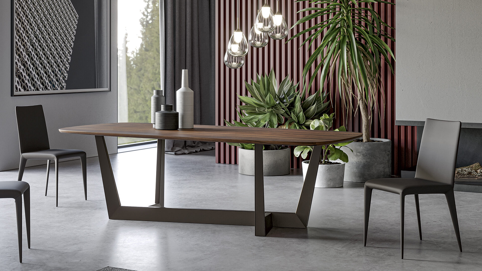 Art Wood Base Dining Table